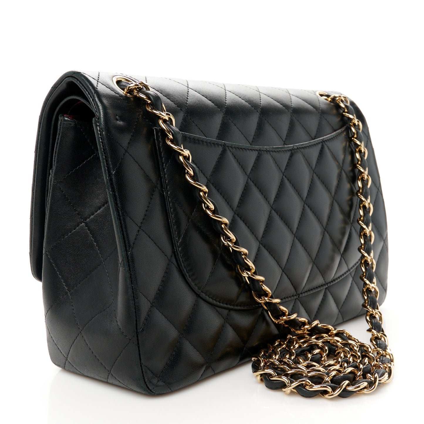 Lambskin Quilted Jumbo Double Flap Black
