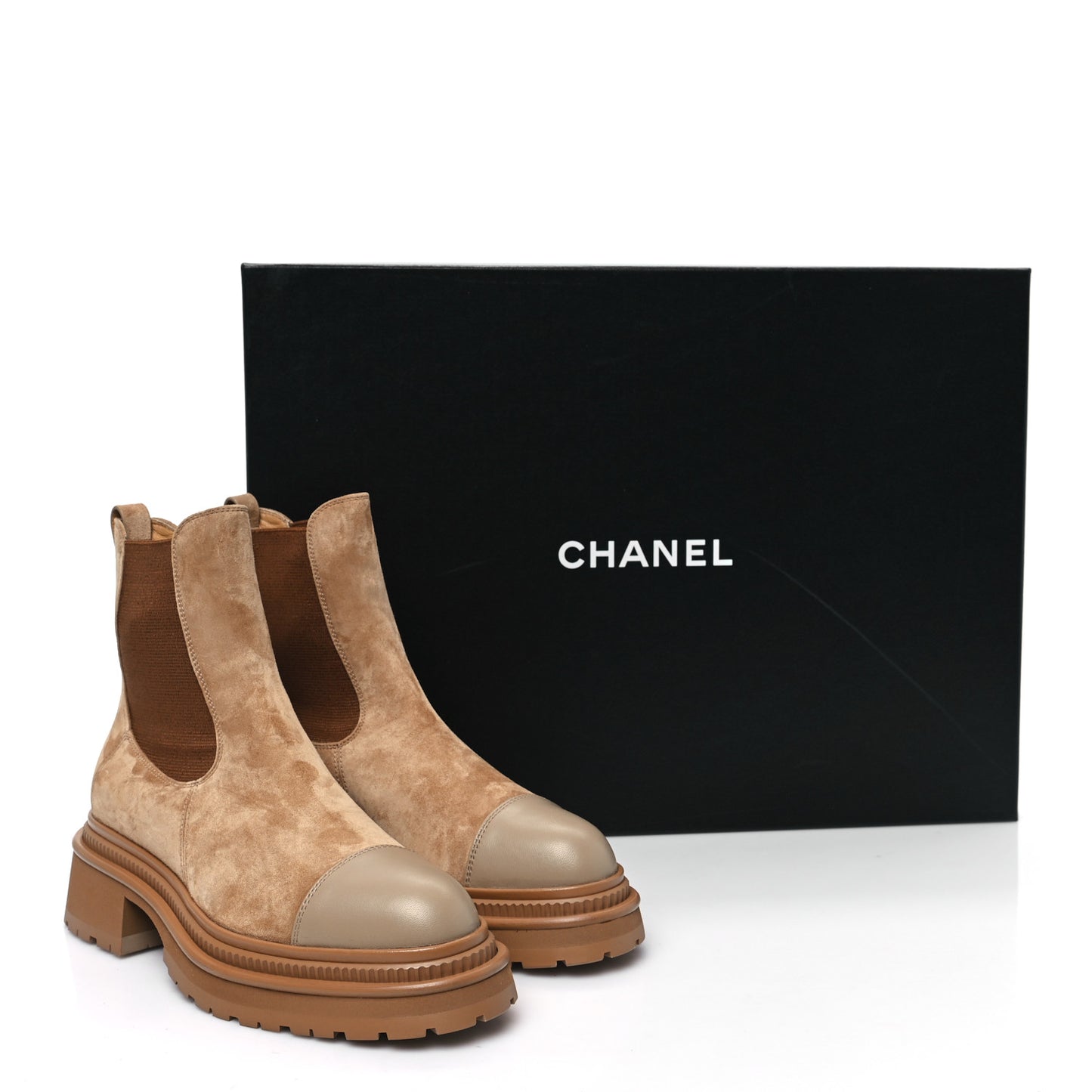 Suede Lambskin Cap Toe Ankle Boots 37.5 Light Brown
