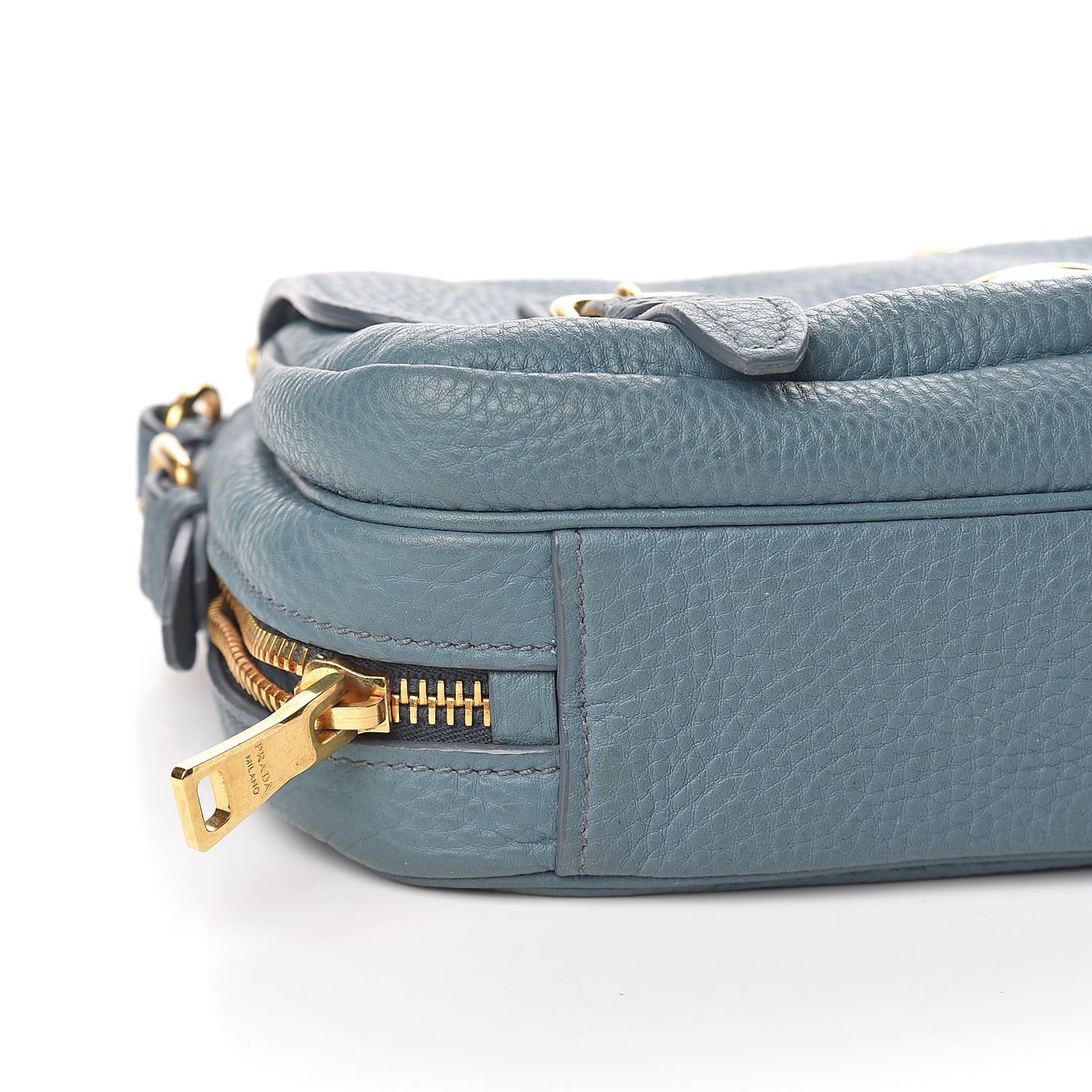 Vitello Daino Push Lock Messenger Bag Marine