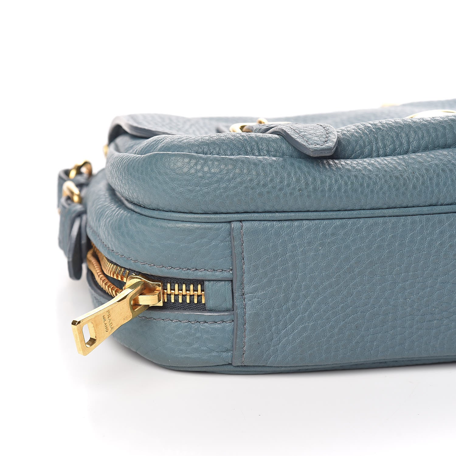 Prada Vitello Daino Push Lock Messenger Bag Marine 8 of 10
