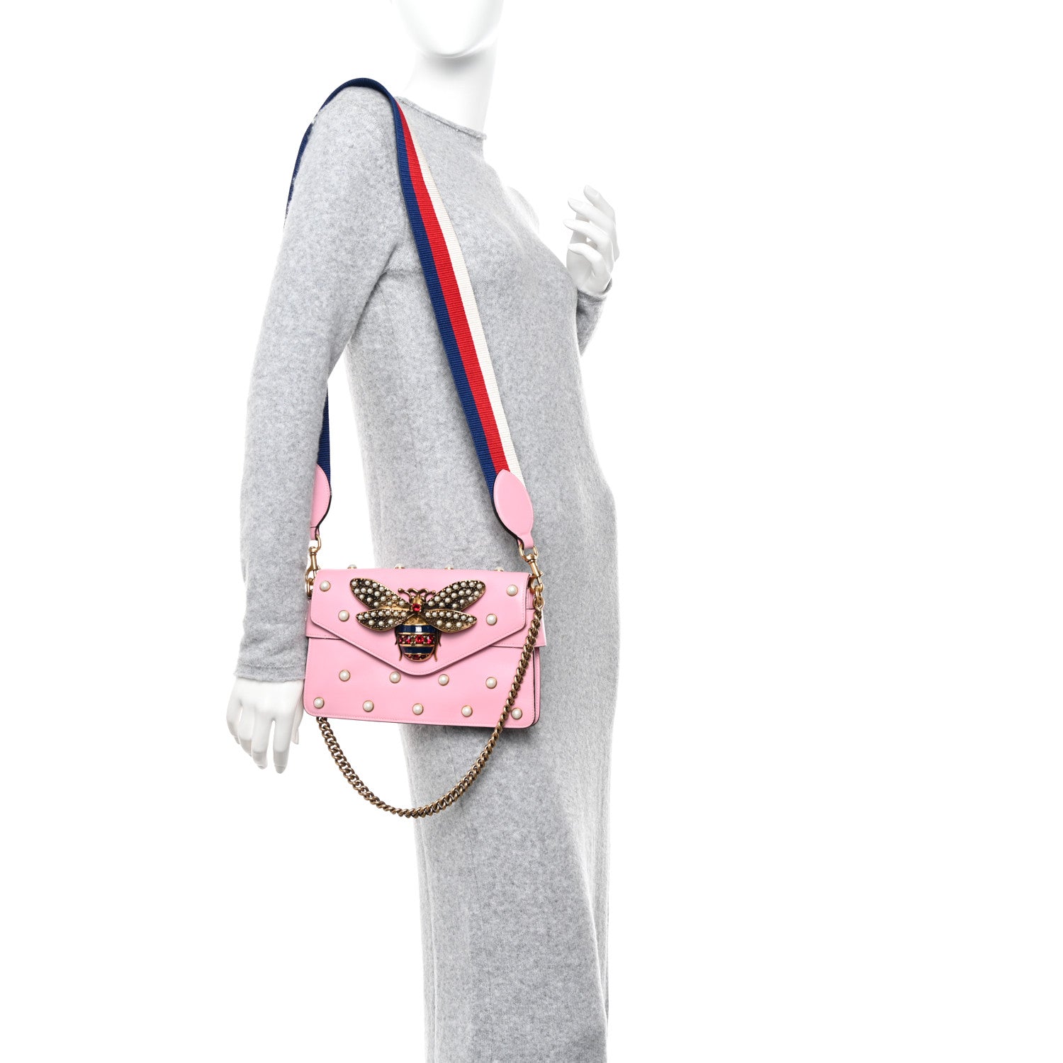 Gucci Nappa Pearl Studded Mini Queen Margaret Broadway Shoulder Bag Sugar Pink 2 of 14