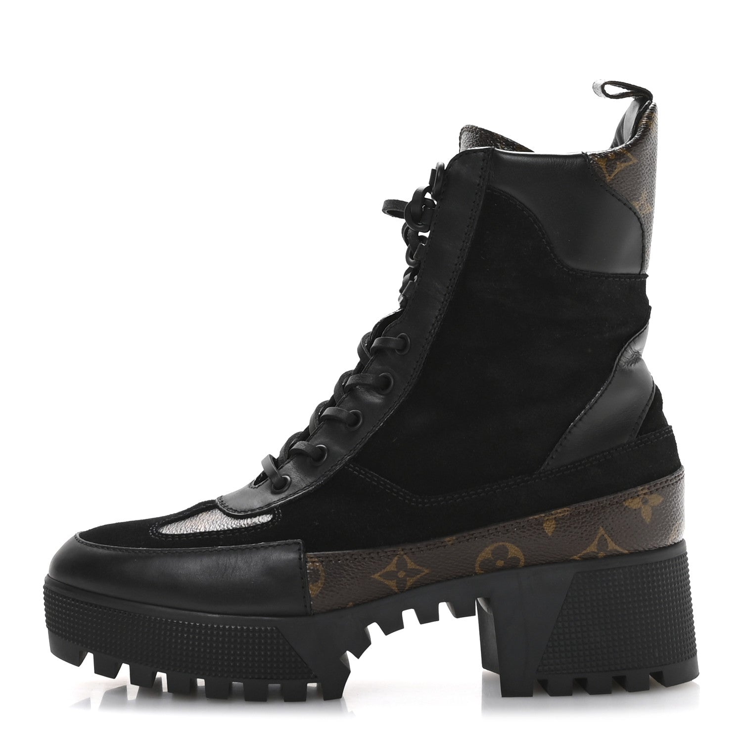 Louis Vuitton Suede Calfskin Monogram Laureate Platform Desert Boots 40.5 Black 1 of 9