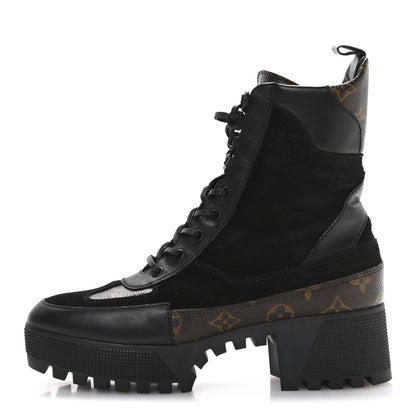 Louis Vuitton Suede Calfskin Monogram Laureate Platform Desert Boots 40.5 Black 1 of 9