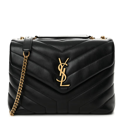 Saint Laurent Calfskin Y Quilted Monogram Small Loulou Chain Satchel Black 1 of 13