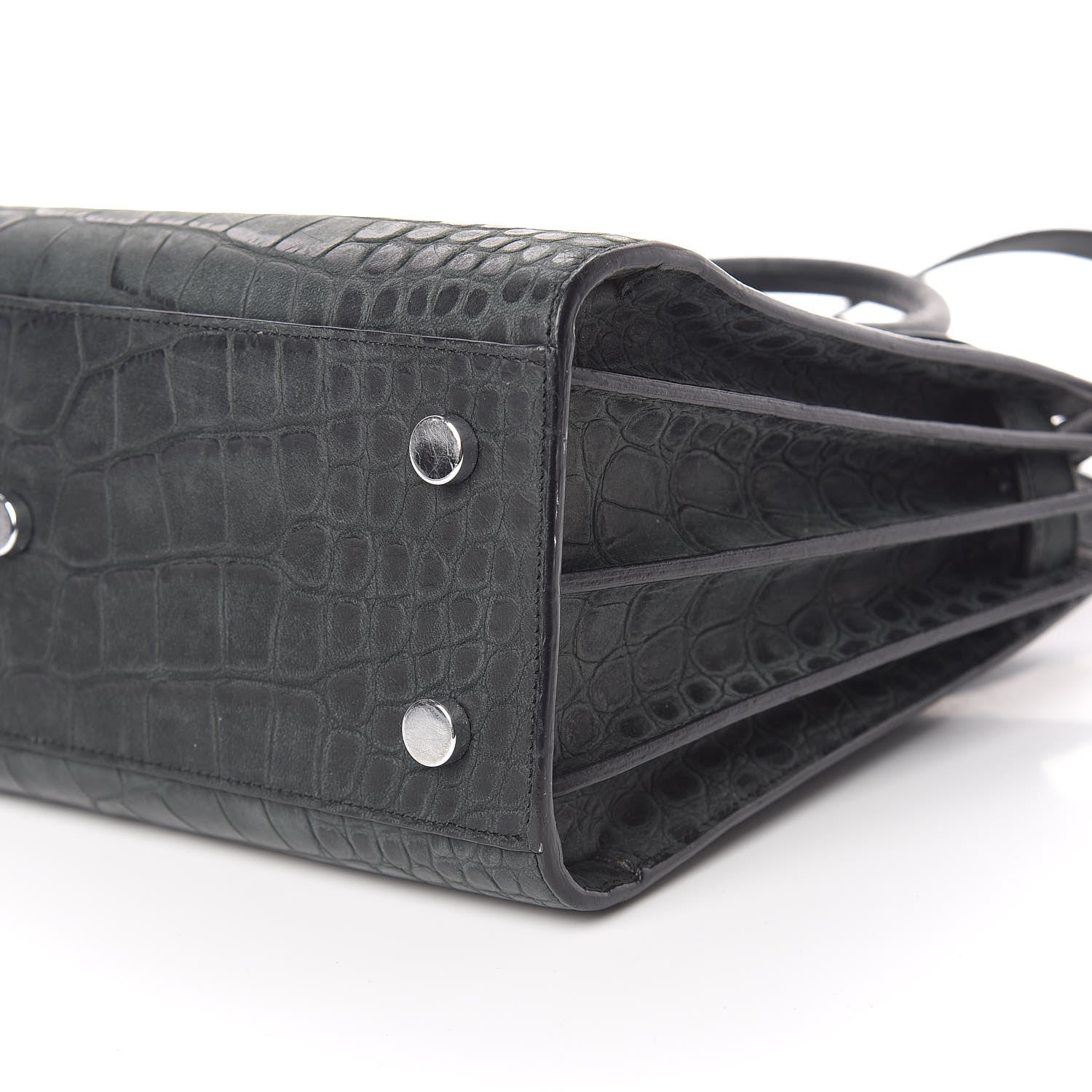 Saint Laurent Calfskin Crocodile Embossed Baby Sac De Jour Dusty Black 6 of 15