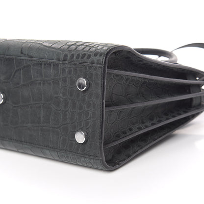 Saint Laurent Calfskin Crocodile Embossed Baby Sac De Jour Dusty Black 6 of 15