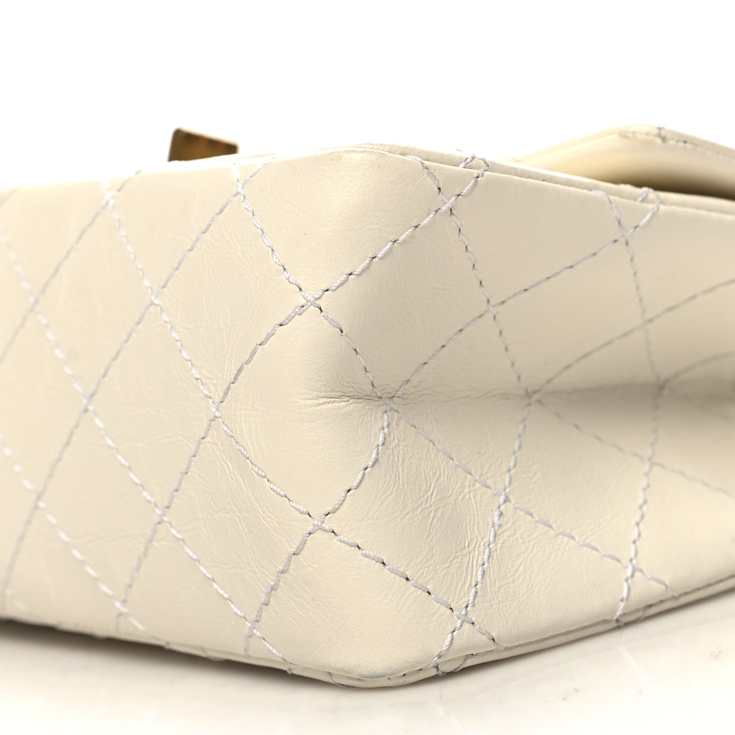 Aged Calfskin Quilted 2.55 Reissue Mini Flap White
