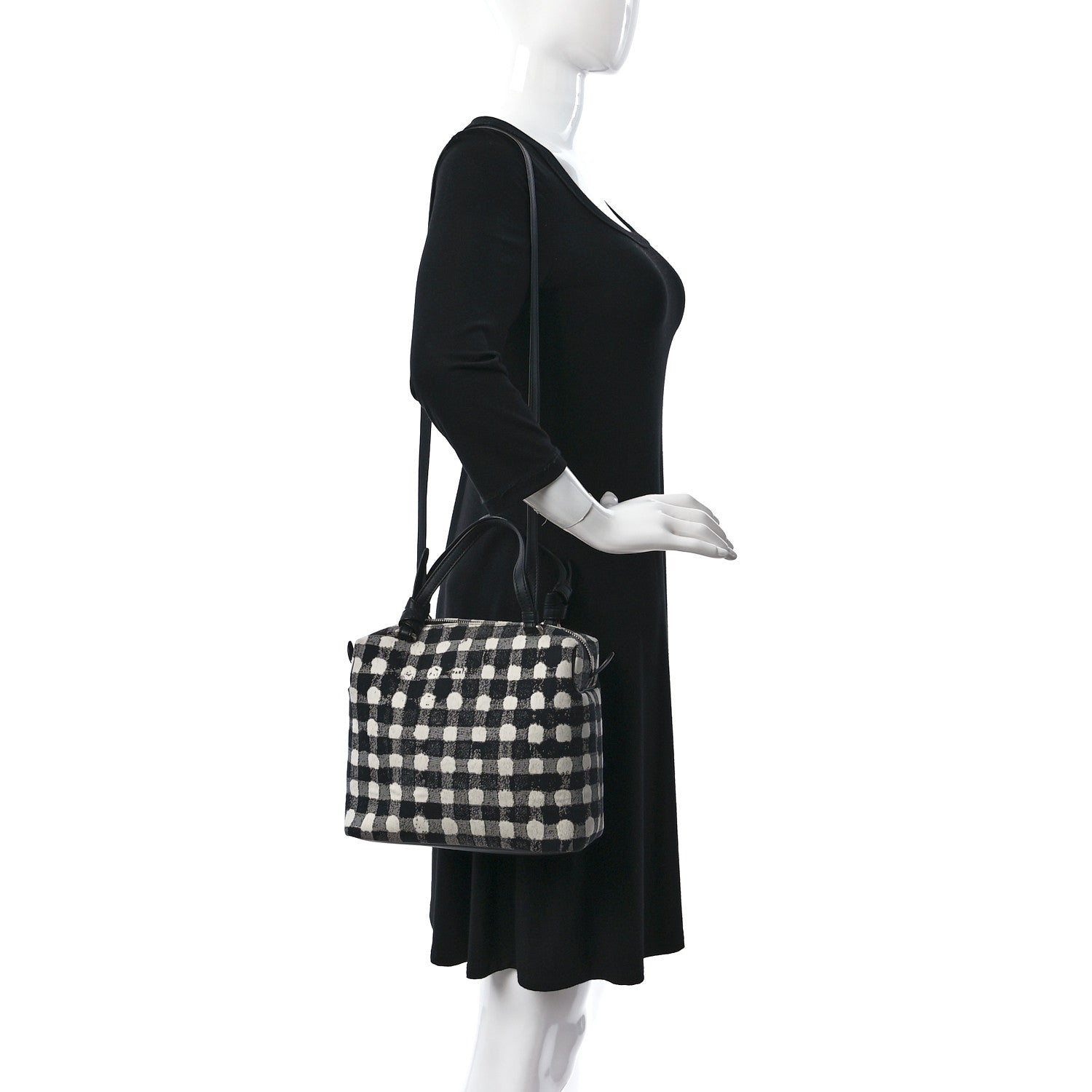 Celine Canvas Calfskin Small Soft Cube Satchel Black White 2 of 9