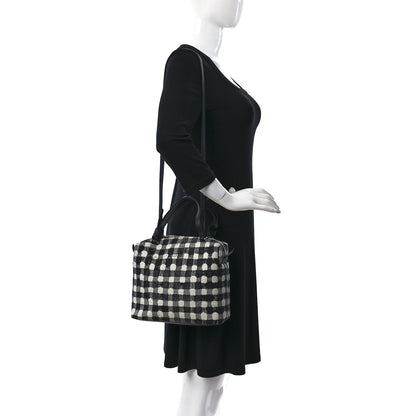 Celine Canvas Calfskin Small Soft Cube Satchel Black White 2 of 9
