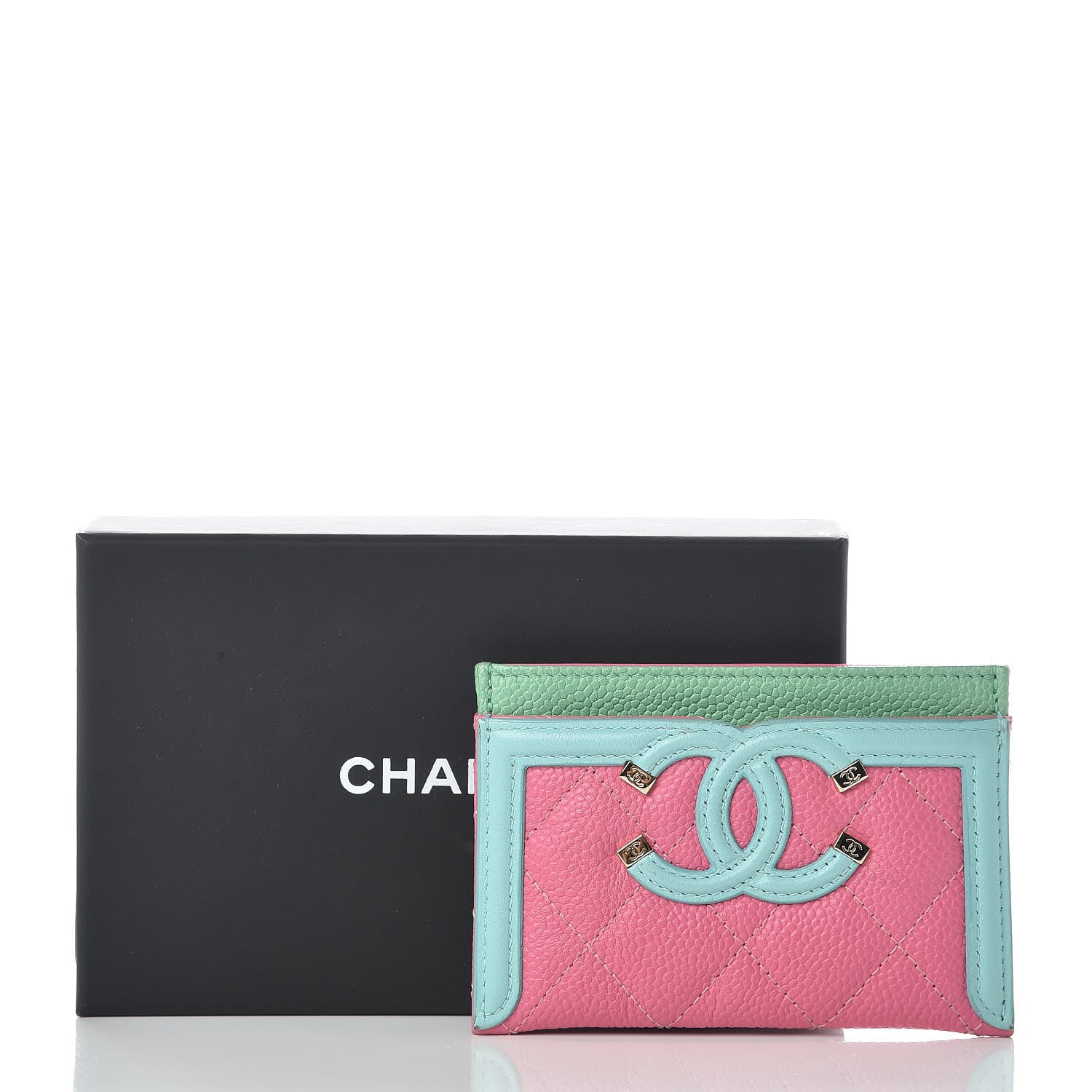 Chanel Caviar Quilted CC Filigree Card Holder Pink Blue Green 11 of 11