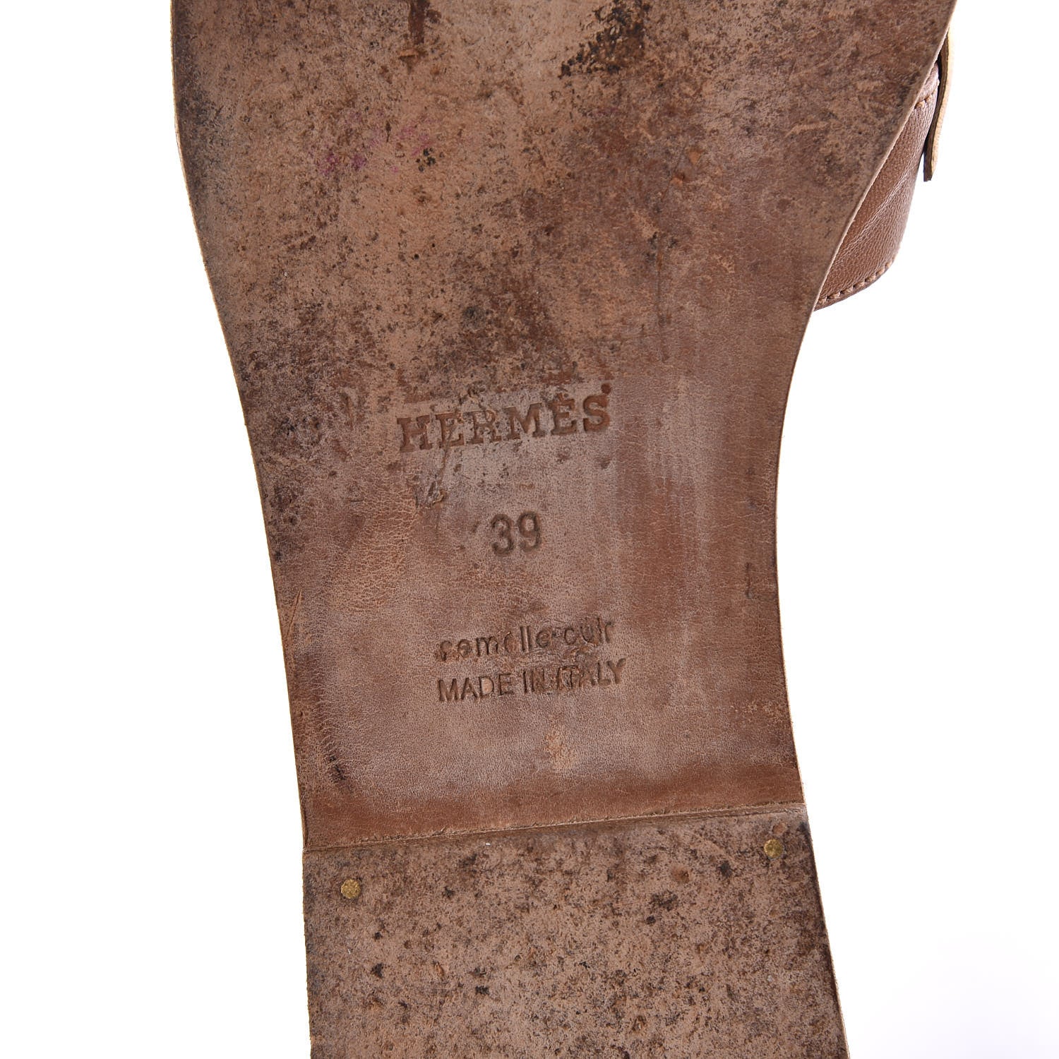 Hermes Laminated Nappa Calfskin Oran Sandals 39 Gold 8 of 18
