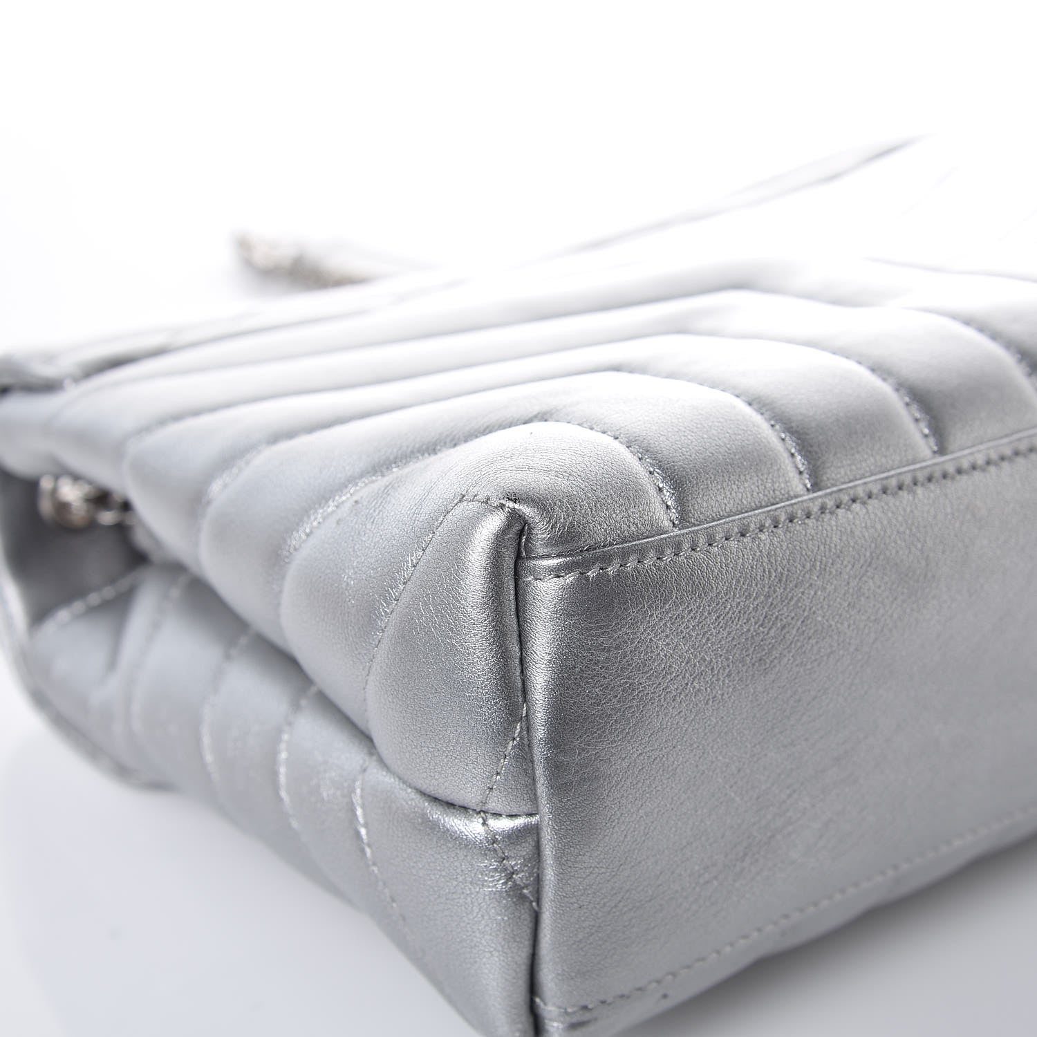Saint Laurent Calfskin Y Quilted Monogram Small Loulou Chain Satchel Silver 12 of 14