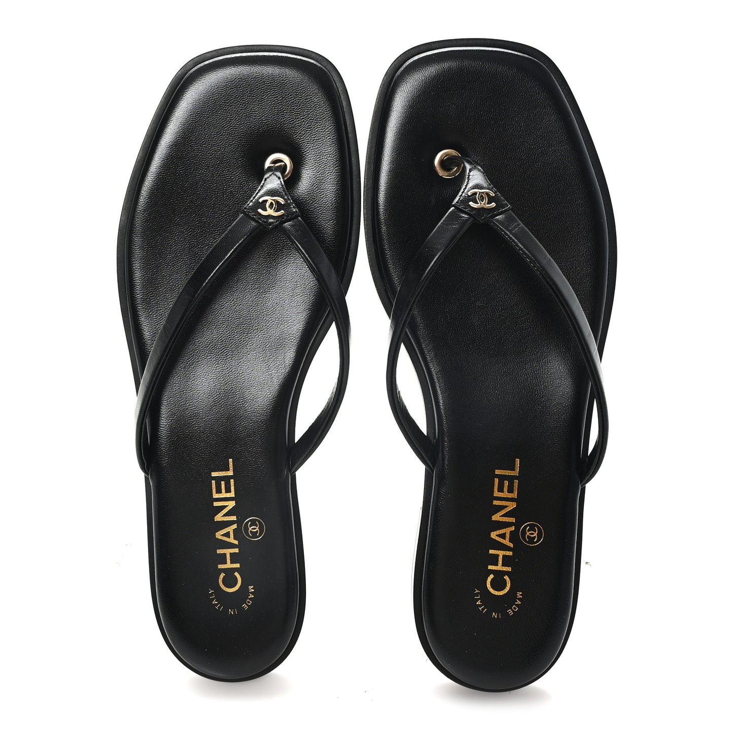 Goatskin CC Times Square Thong Sandals 40 Black