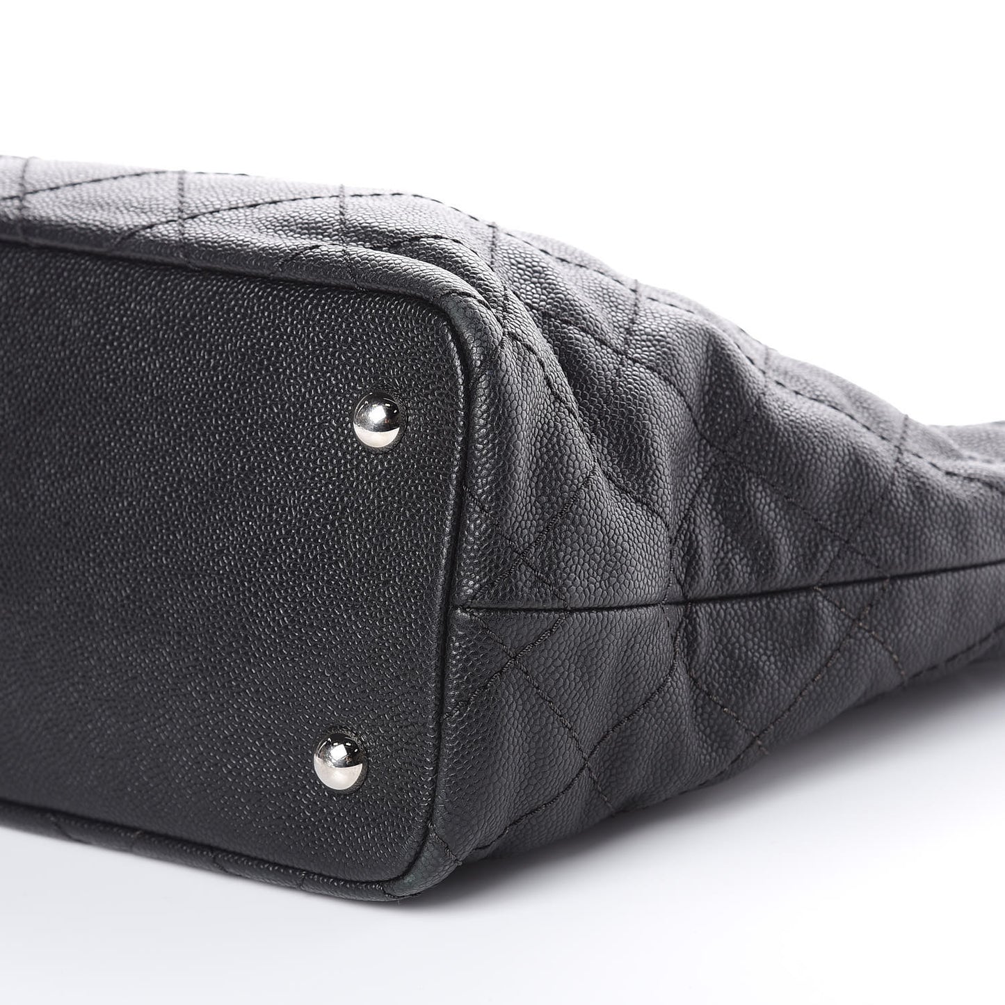 Grained Calfskin Quilted Small Daily Shopping Tote Black