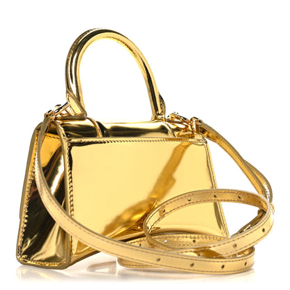 Balenciaga Mirror Calfskin Hourglass Top Handle Bag XS Gold 3 of 10