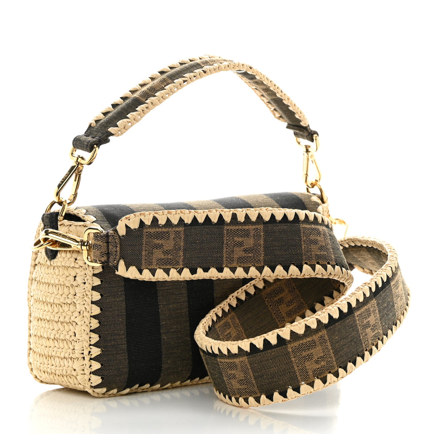 Fabric Jacquard Raffia Straw Pequin Gingham Woven Baguette Beige Black Natural