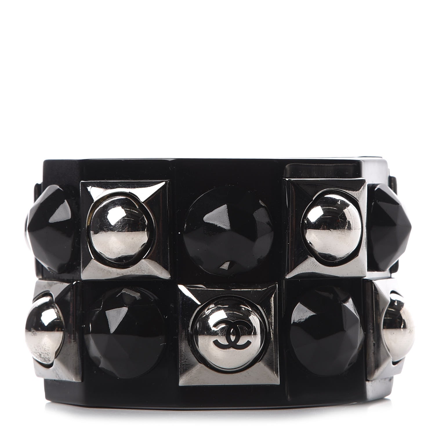Chanel Resin Studded CC Cuff Black 1 of 6