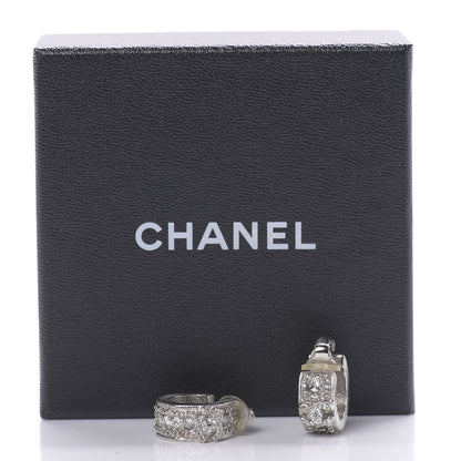 Chanel Crystal CC Hoop Clip On Earrings Silver 6 of 6