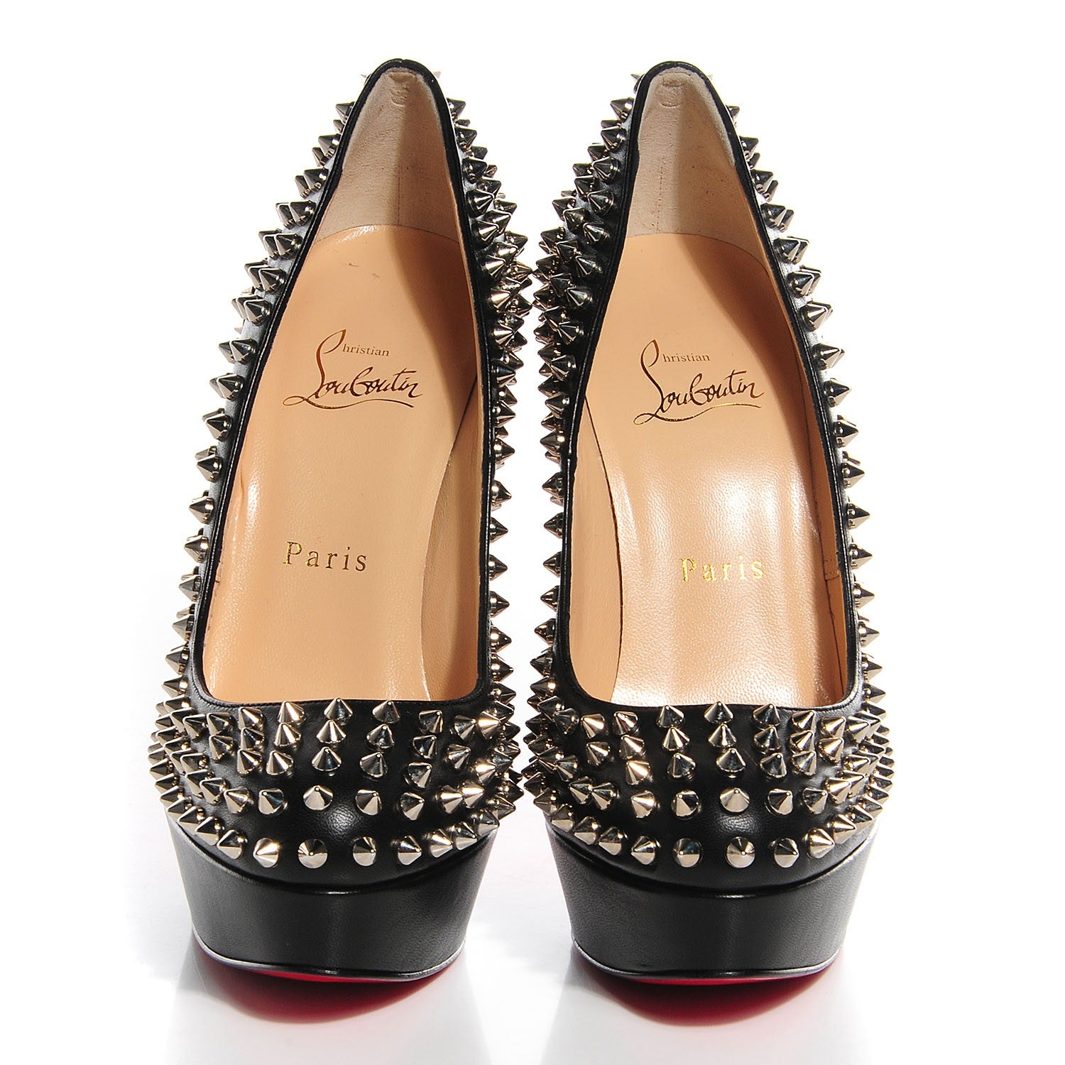 Christian Louboutin Nappa Bianca Spikes 140 Pumps 37 Black Silver 2 of 6