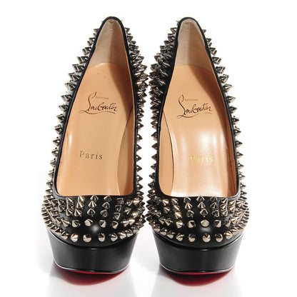 Christian Louboutin Nappa Bianca Spikes 140 Pumps 37 Black Silver 2 of 6