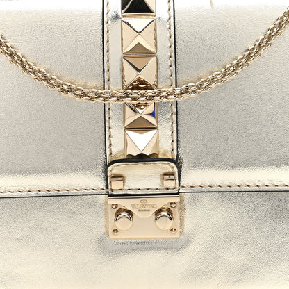 Valentino Garavani Metallic Nappa Medium Glam Lock Rockstud Flap Platino 7 of 9