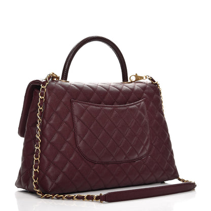 Chanel Caviar Lizard Quilted Medium Coco Handle Flap Burgundy 4 of 9