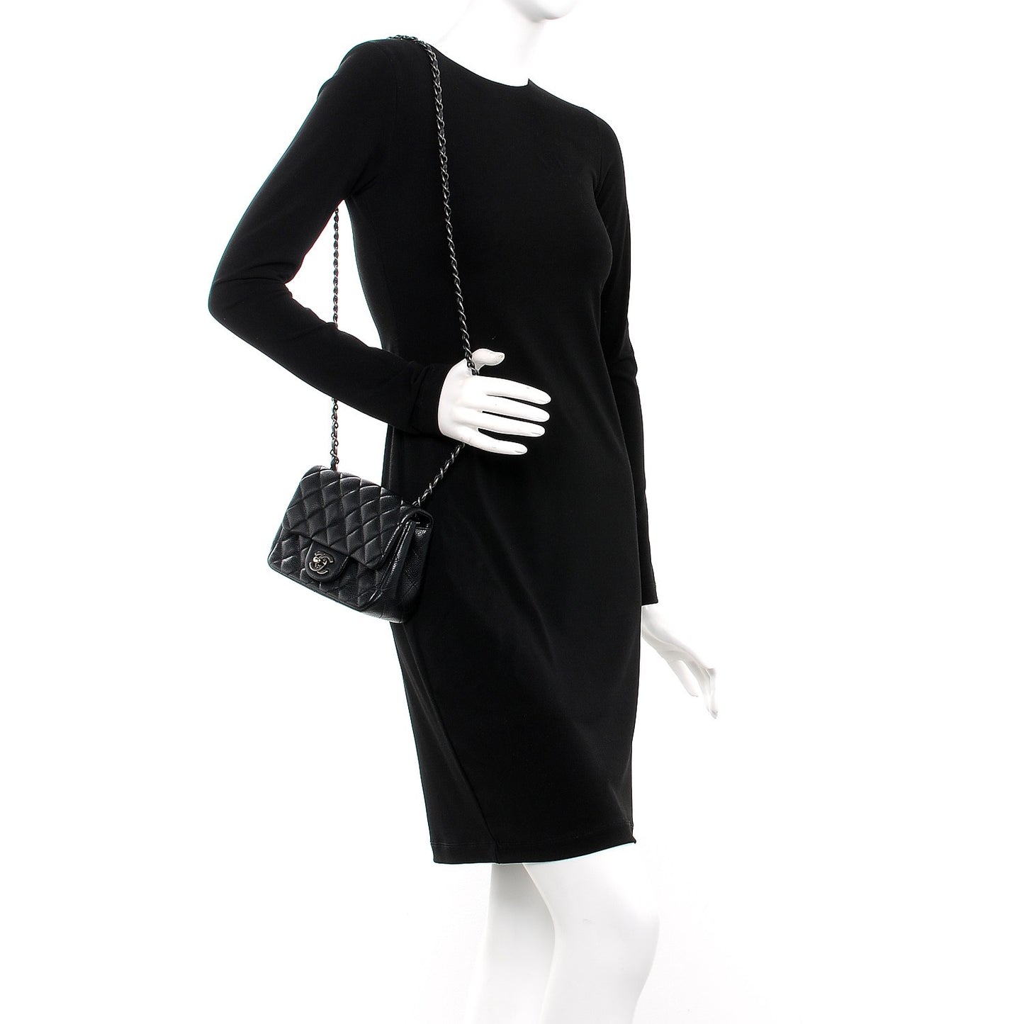 Caviar Quilted Mini Square Flap Black