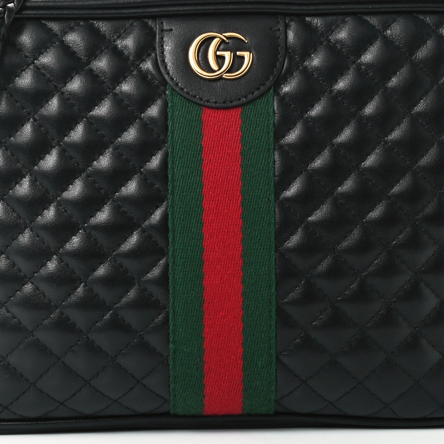 Calfskin Web Trapuntata Small GG Shoulder Bag Black