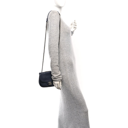 Chanel Calfskin Stitch CC Small Flap Navy Blue 2 of 11