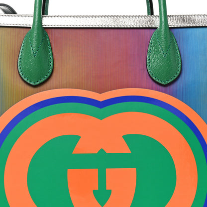 Gucci Laminated Textured Dollar Calfskin Good Game Interlocking G Tote Silver 8 of 10