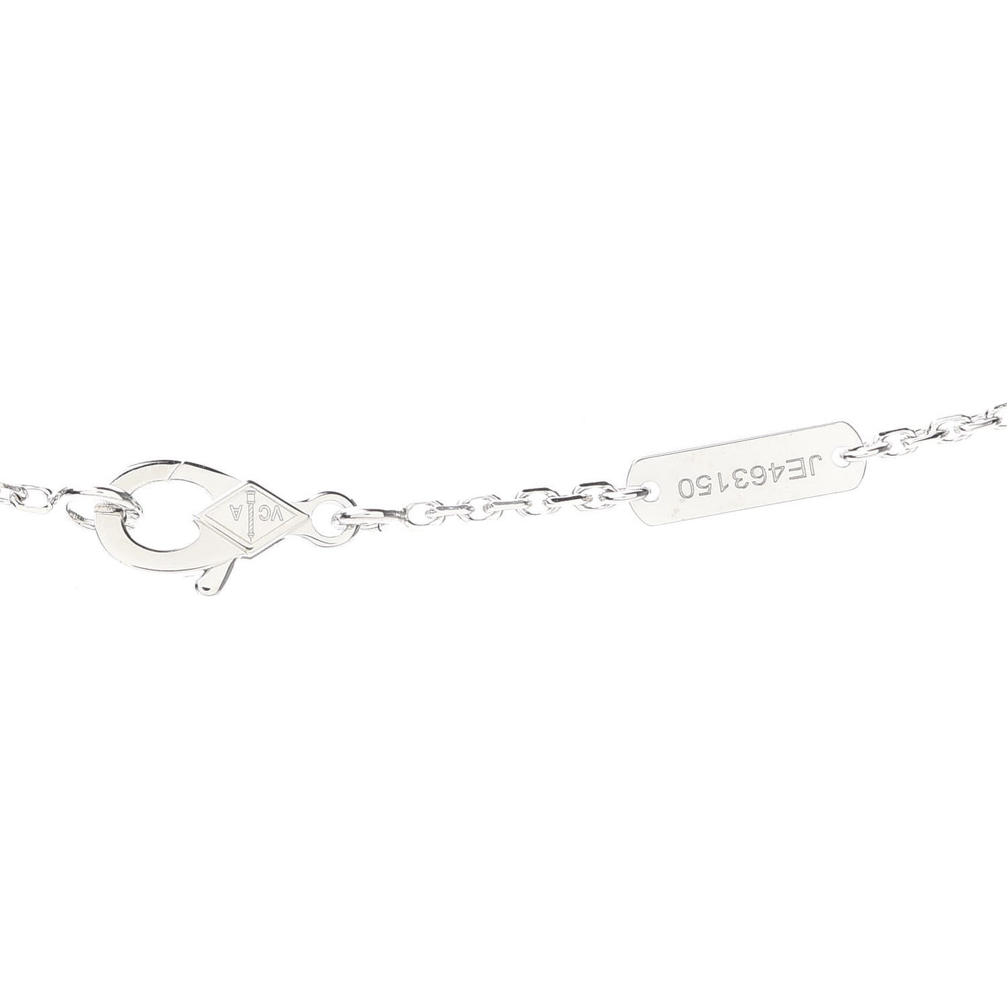 18K White Gold Mother of Pearl Vintage Alhambra Pendant Necklace