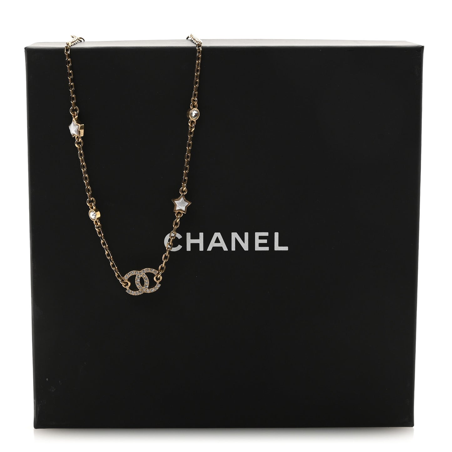 Metal Crystal CC Star Necklace Gold