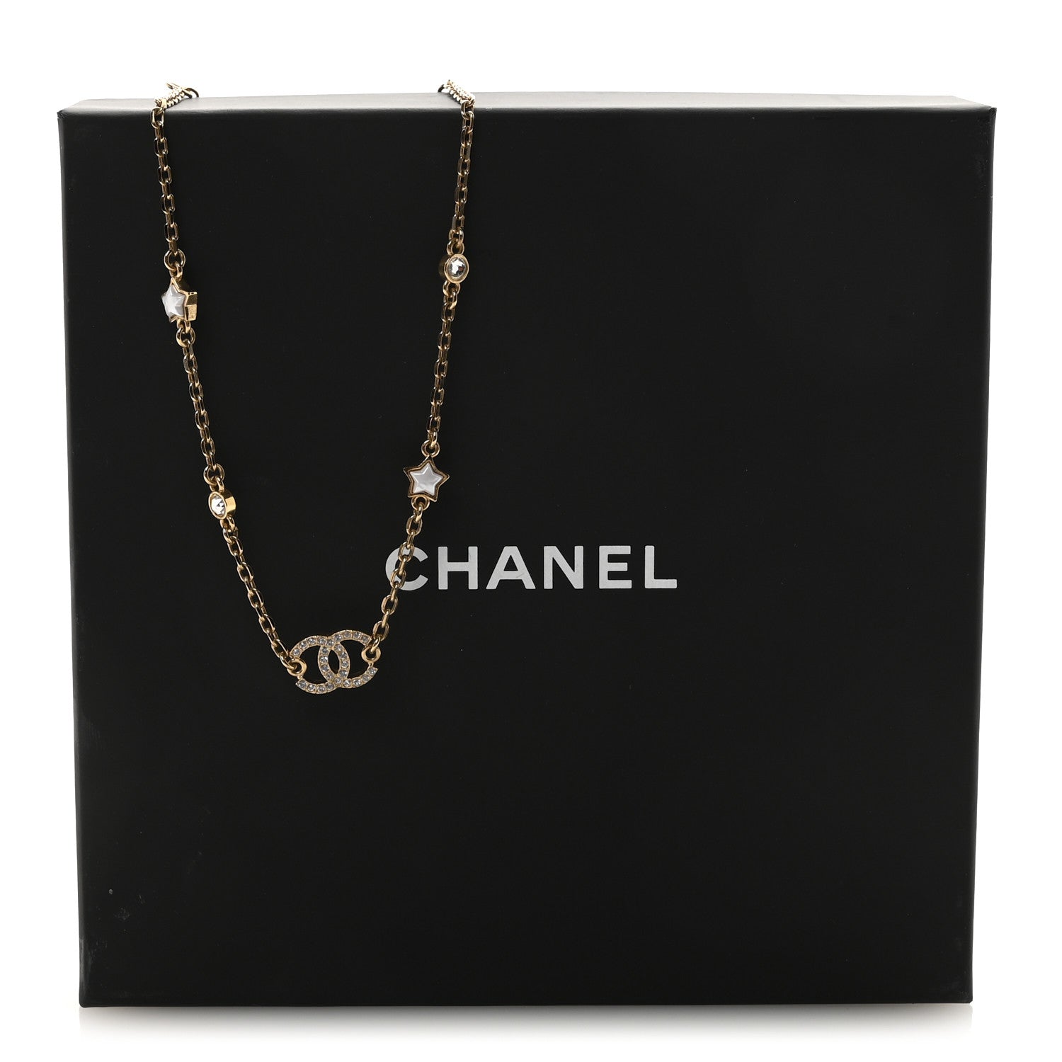 Chanel Metal Crystal CC Star Necklace Gold 7 of 7
