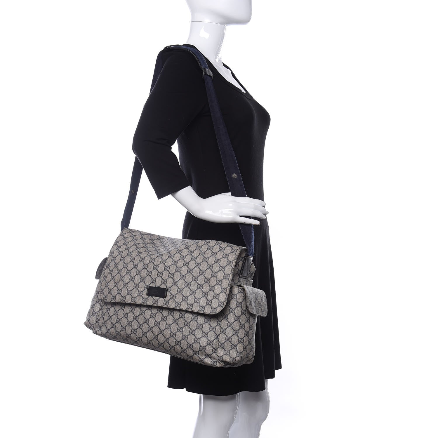 Gucci GG Plus Monogram Messenger Diaper Bag Navy 2 of 10