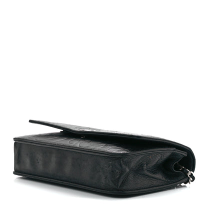 Chanel Lambskin Camellia Embossed Wallet on Chain WOC Black 8 of 10