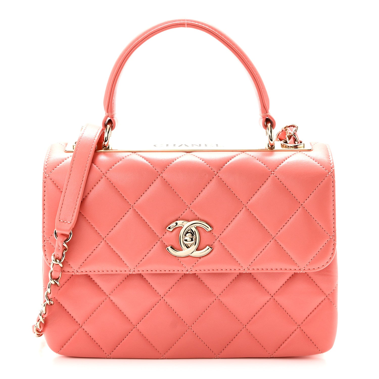 Chanel Lambskin Quilted Small Trendy CC Flap Dual Handle Bag Coral 1 of 10