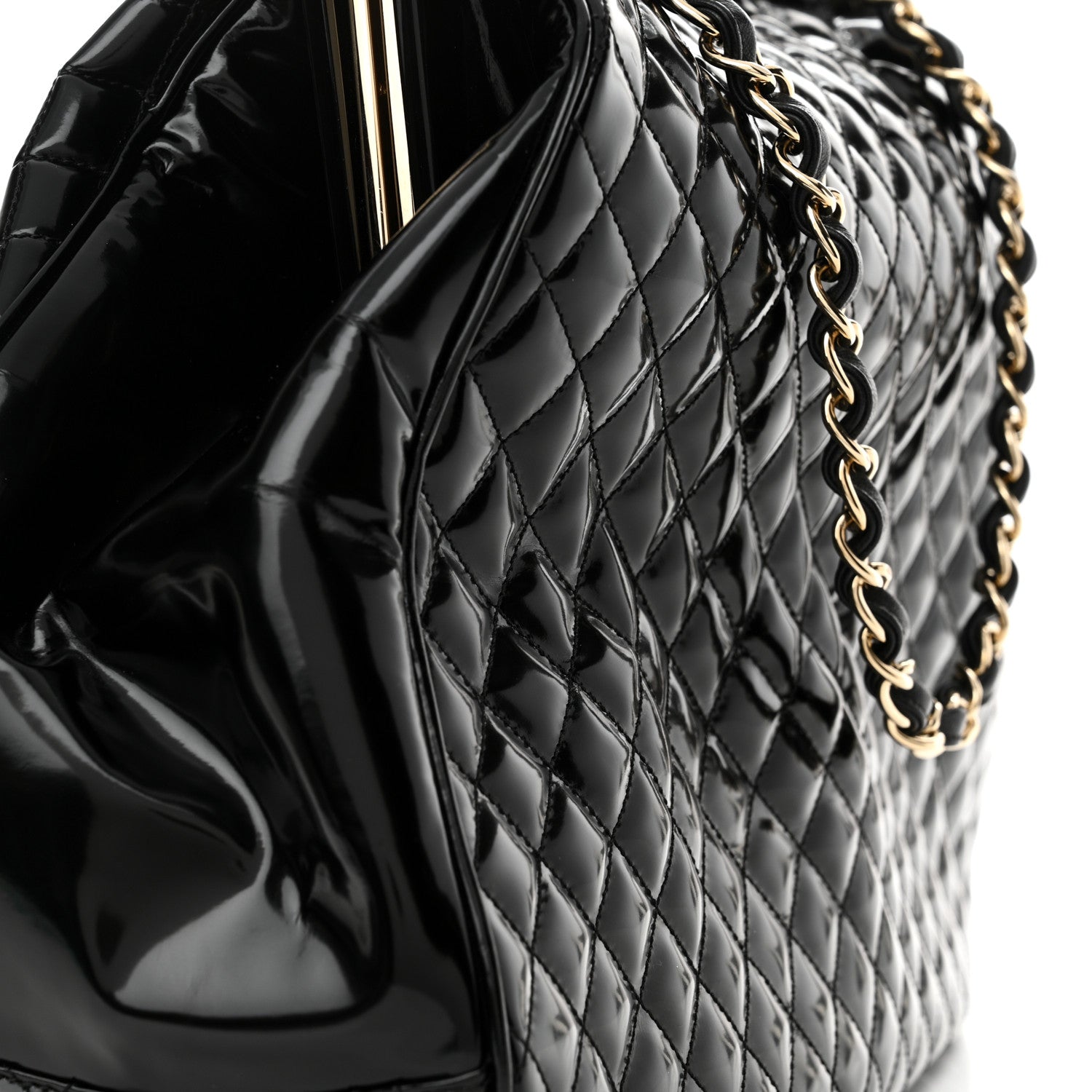Chanel Glazed Calfskin Quilted Mademoiselle Large Frame Bag Black 13 of 14