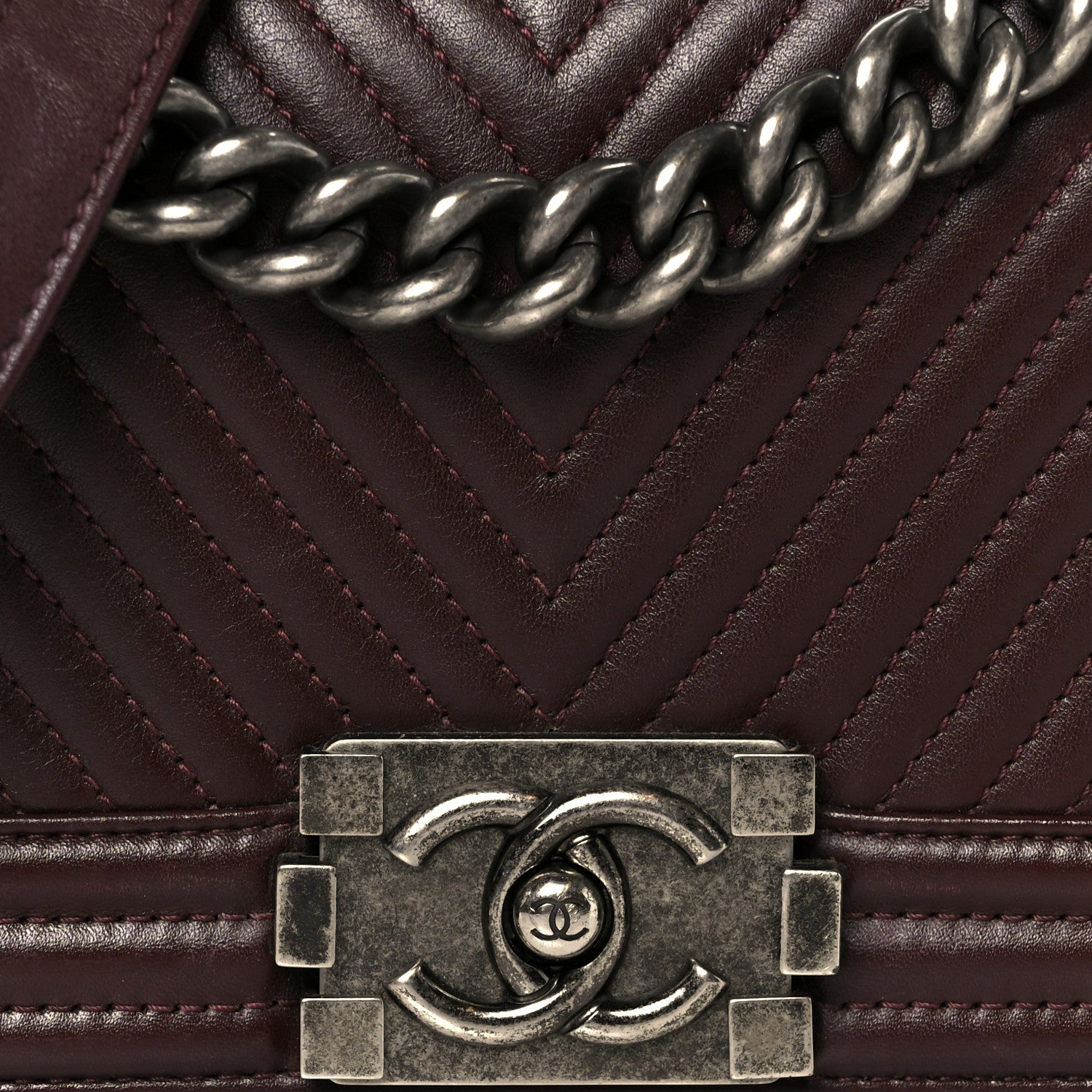 Chanel Calfskin Chevron Quilted Small Boy Flap Burgundy 8 of 10