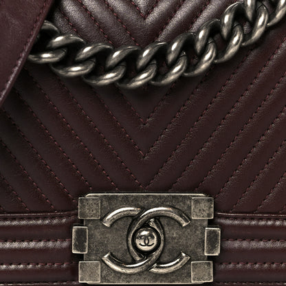 Chanel Calfskin Chevron Quilted Small Boy Flap Burgundy 8 of 10