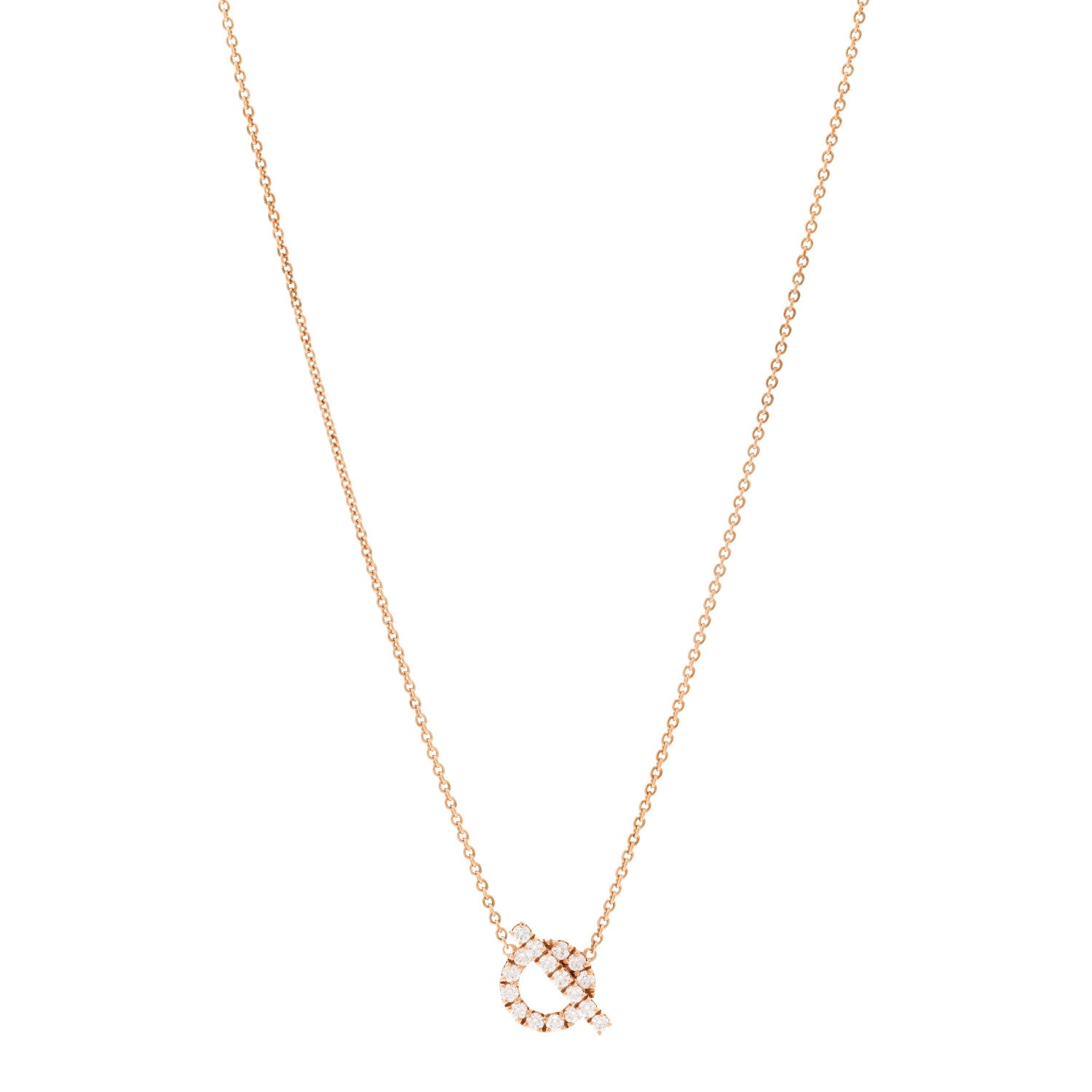 Hermes 18K Rose Gold Diamond Finesse Pendant Necklace 1 of 5