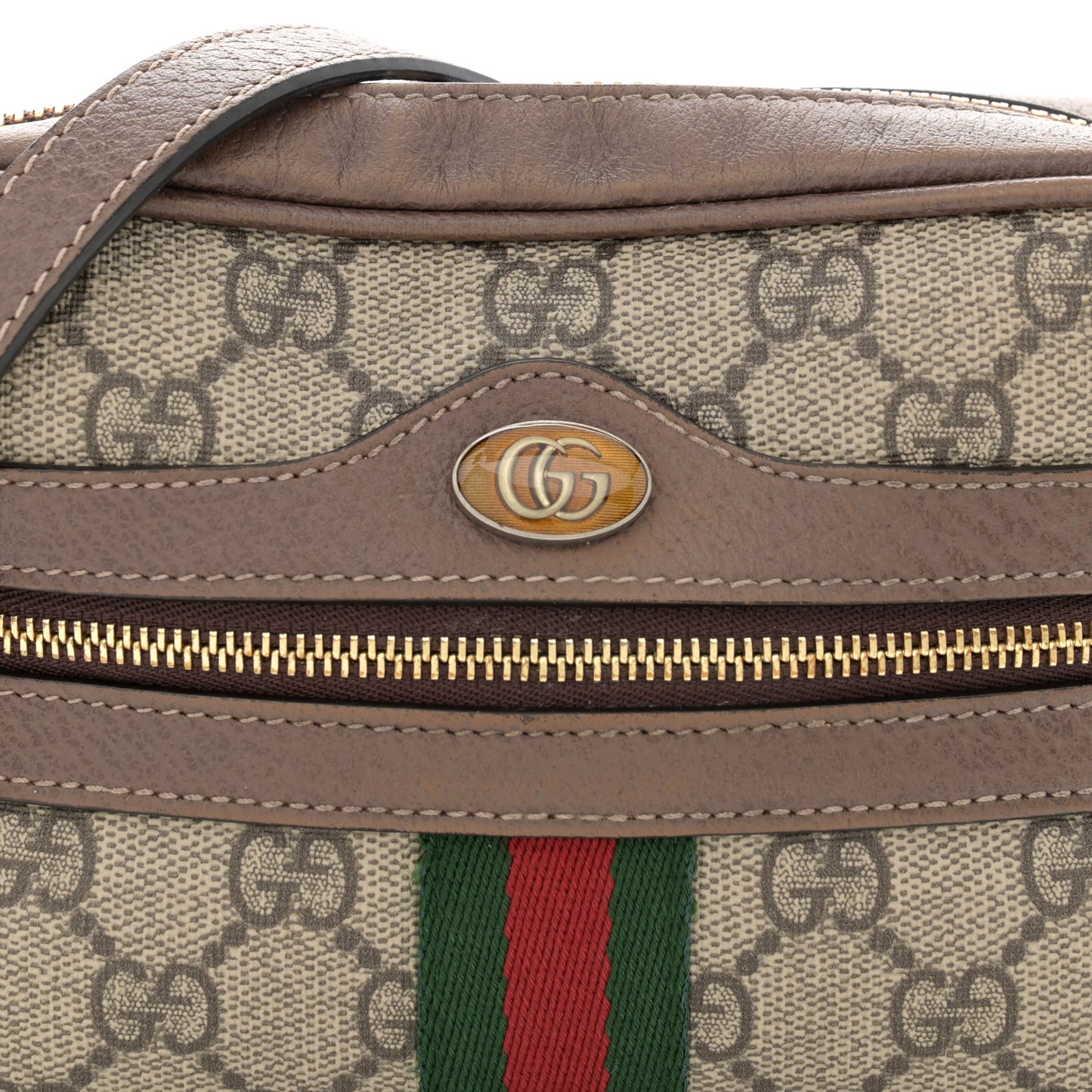 GG Supreme Monogram Web Mini Ophidia Shoulder Bag Brown