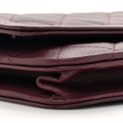 Chanel Caviar Quilted Boy Wallet On Chain WOC Burgundy 10 of 14