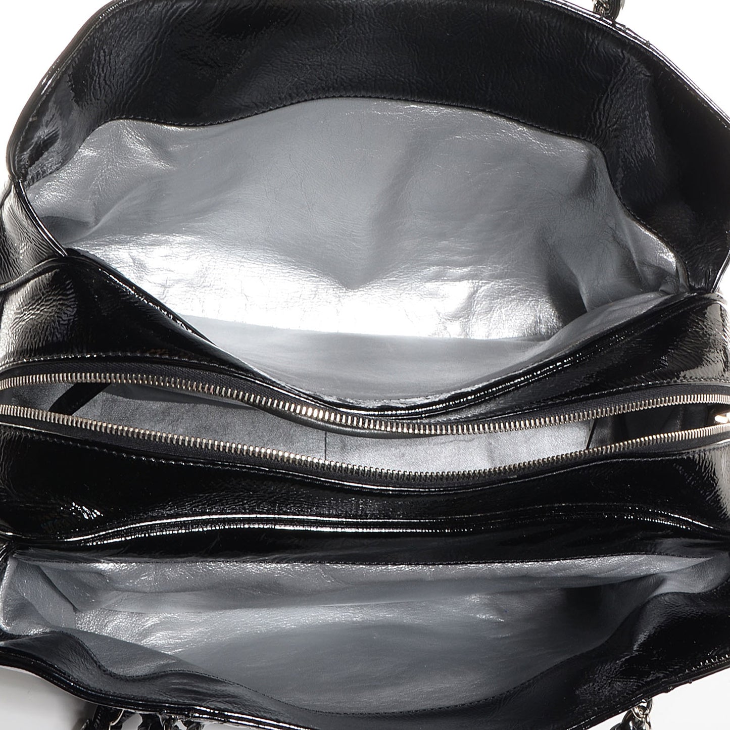 Patent Calfskin Large Luxe Ligne Tote Black
