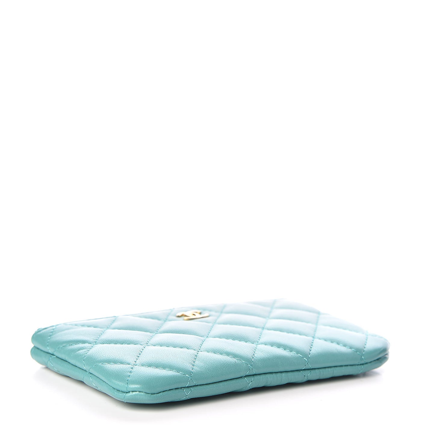 Lambskin Quilted Small Cosmetic Case Turquoise