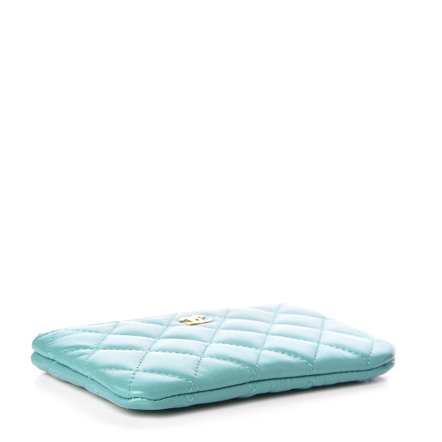 Chanel Lambskin Quilted Small Cosmetic Case Turquoise 4 of 9