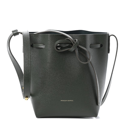 Mansur Gavriel Saffiano Mini Mini Bucket Bag Dark Green 1 of 9