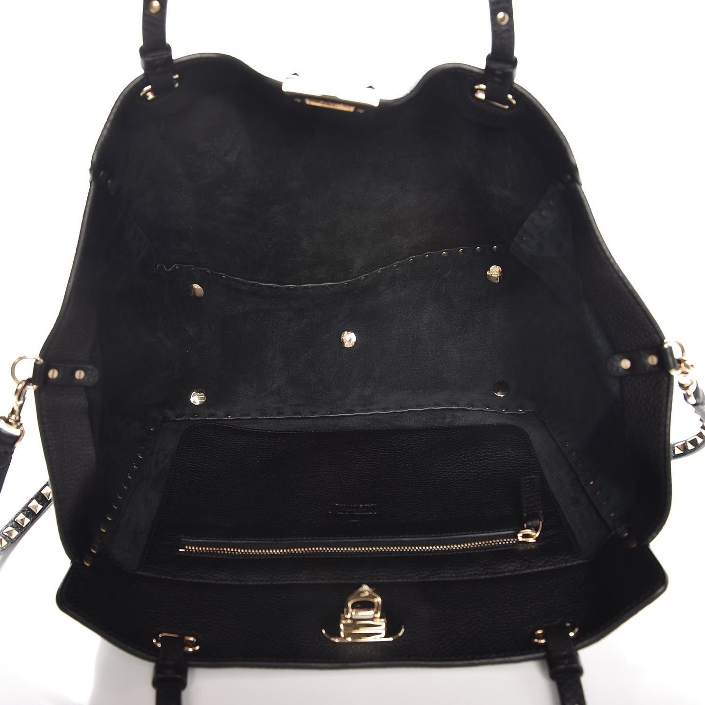 Alce Printed Calfskin Medium Rockstud Tote Black