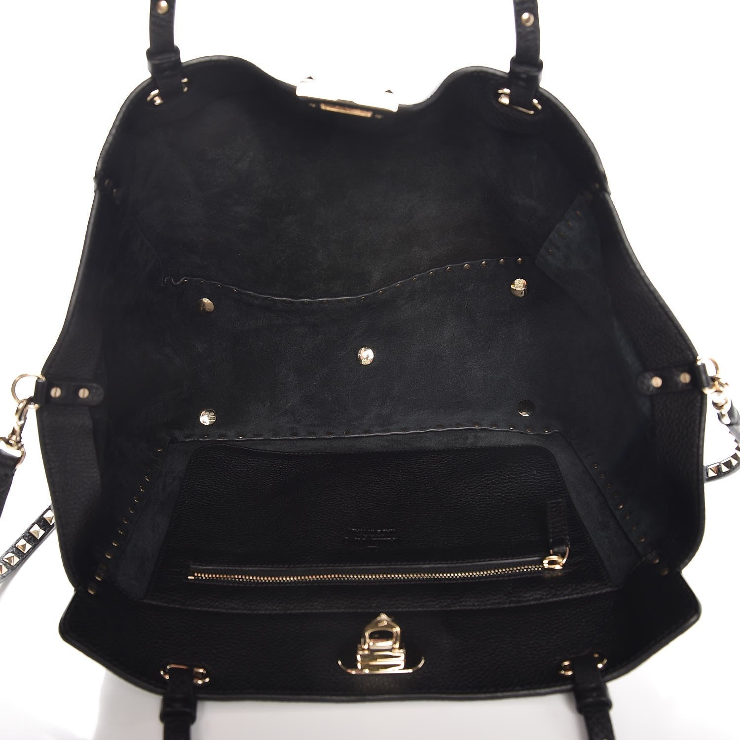 Valentino Garavani Alce Printed Calfskin Medium Rockstud Tote Black 5 of 7
