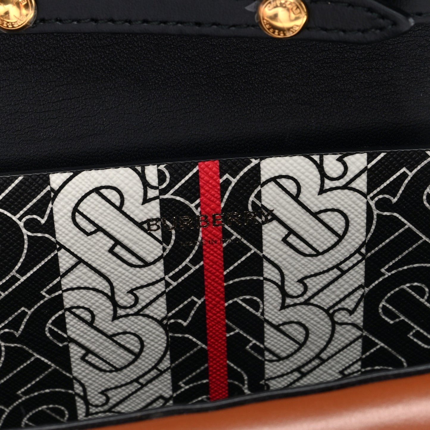 E-Canvas Monogram Stripe Small TB Envelope Clutch Bridle Brown