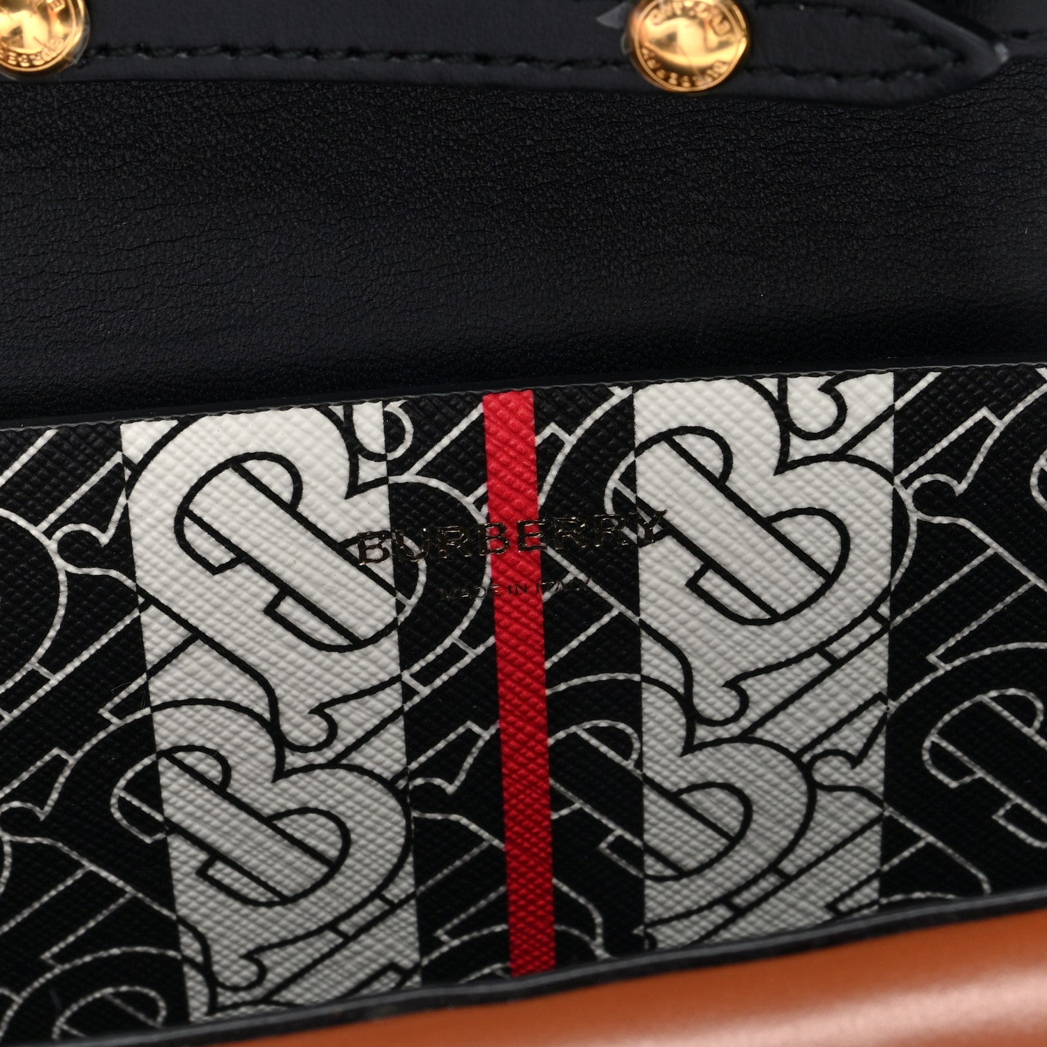 Burberry E-Canvas Monogram Stripe Small TB Envelope Clutch Bridle Brown 6 of 9